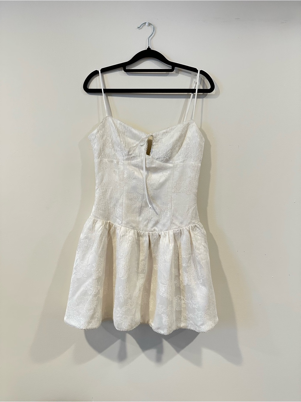 Cotton Candy White Lace-Up Spaghetti Strap Mini Dress